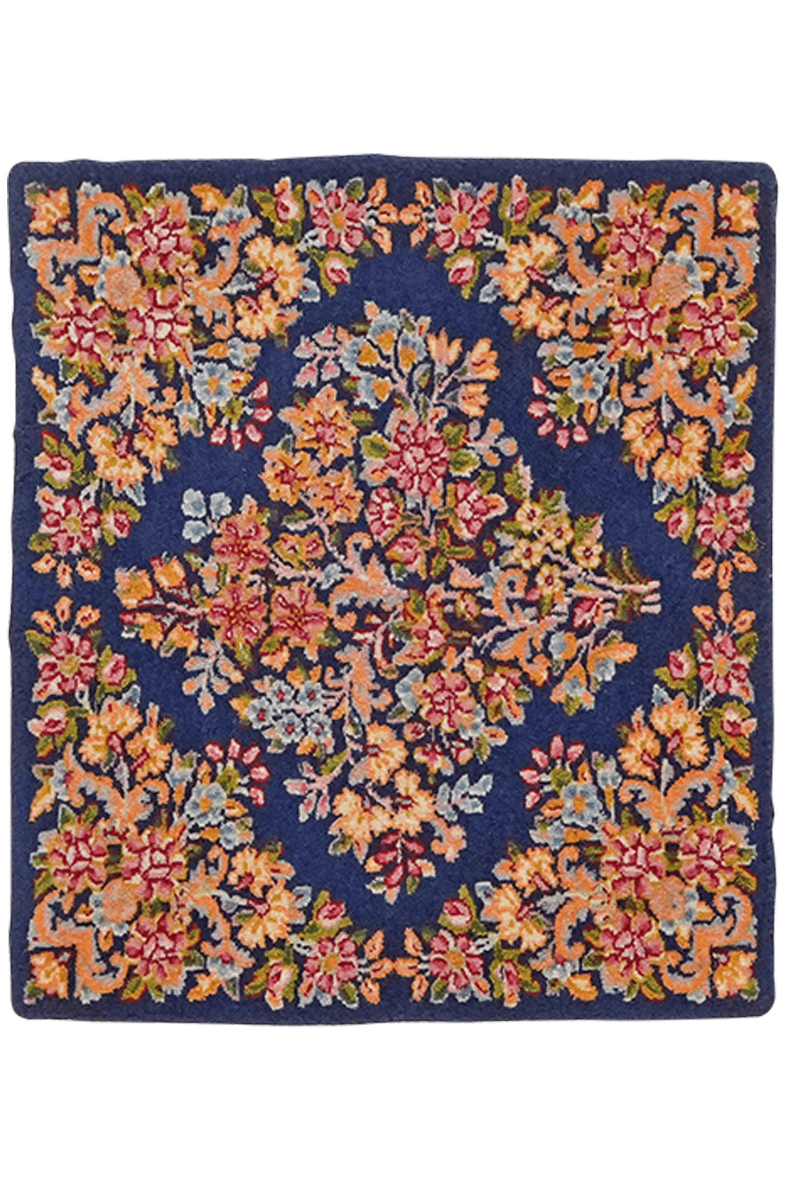 Yazd — Hand-knotted, 47x53 cm, Blue, 100% Virgin Wool | Main view