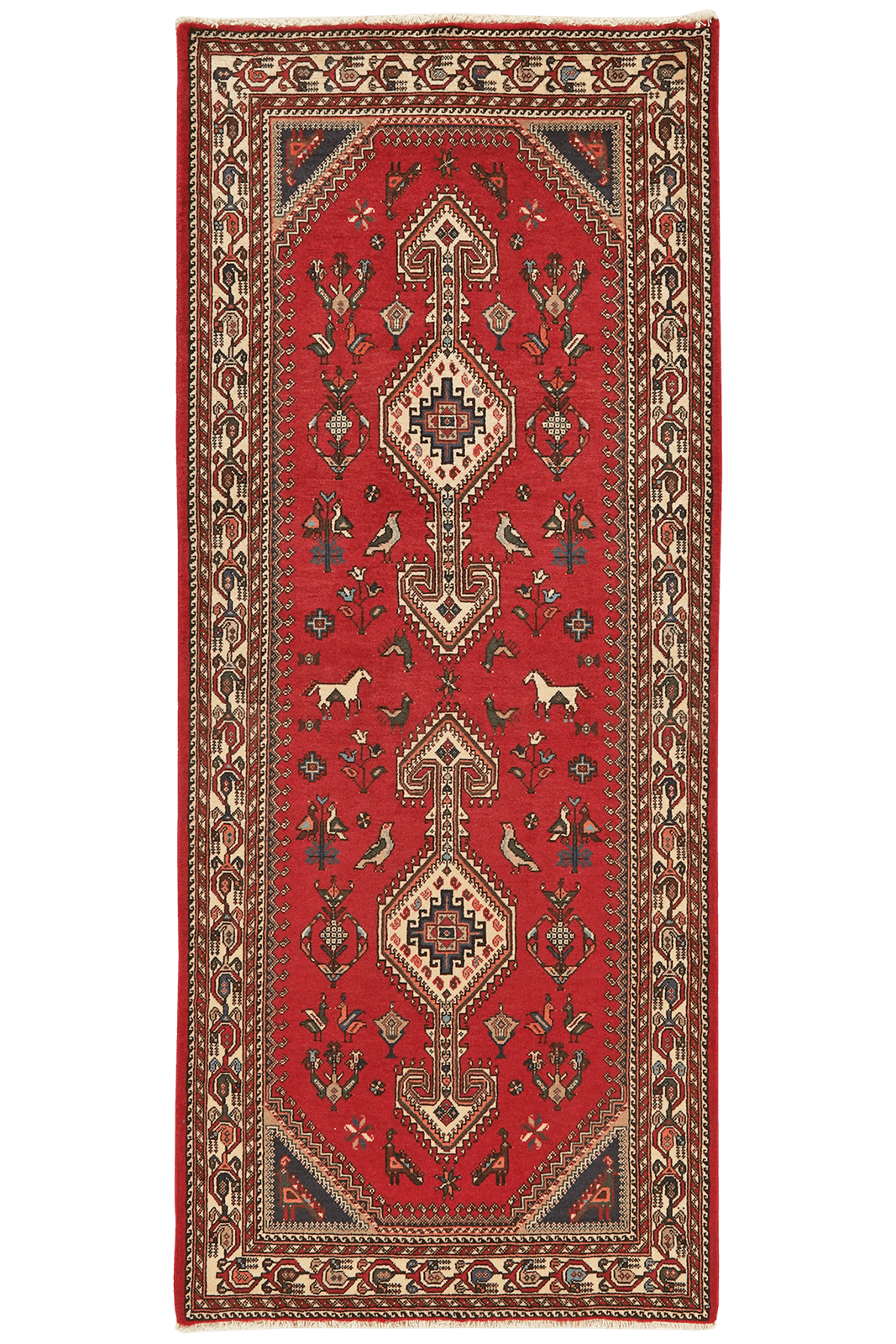 Nasrabad — Hand-knotted, 82x198 cm, Red, 100% Virgin Wool | Main view