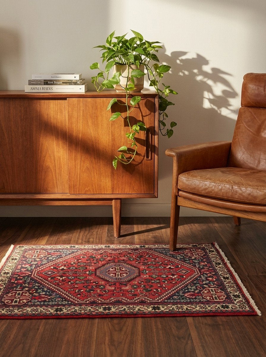 Abadeh — Handgefertigt, 102x65 cm, Beige, 100% Virgin Wool | Back view