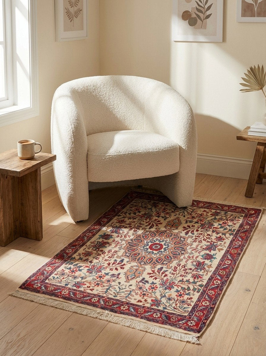 Bidjar — Handgefertigt, 129x85 cm, Rot, 100% Virgin Wool | Detail view