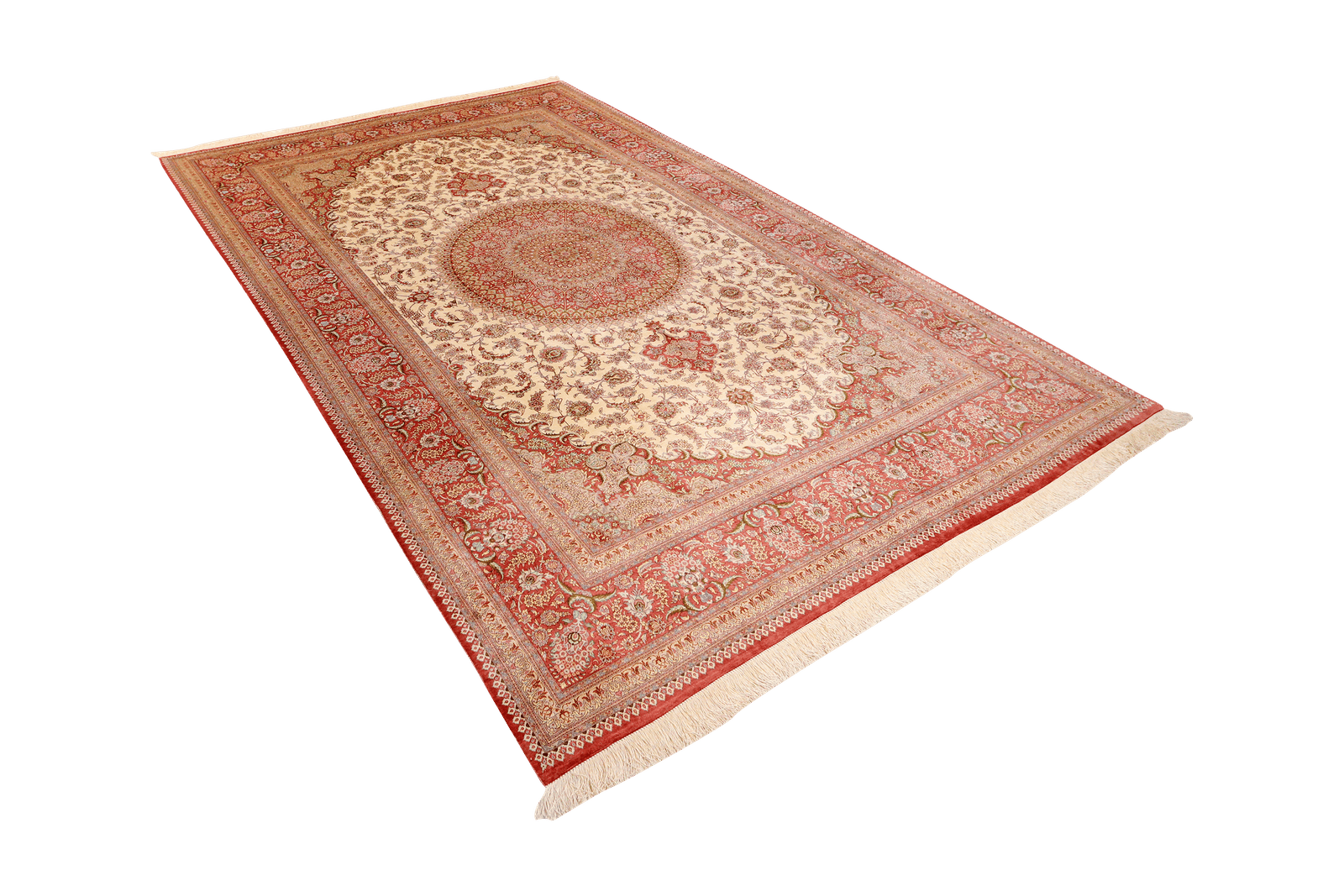 Ghoum Seide — Hand-knotted, 198x305 cm, Beige, 100% Silk | View 5