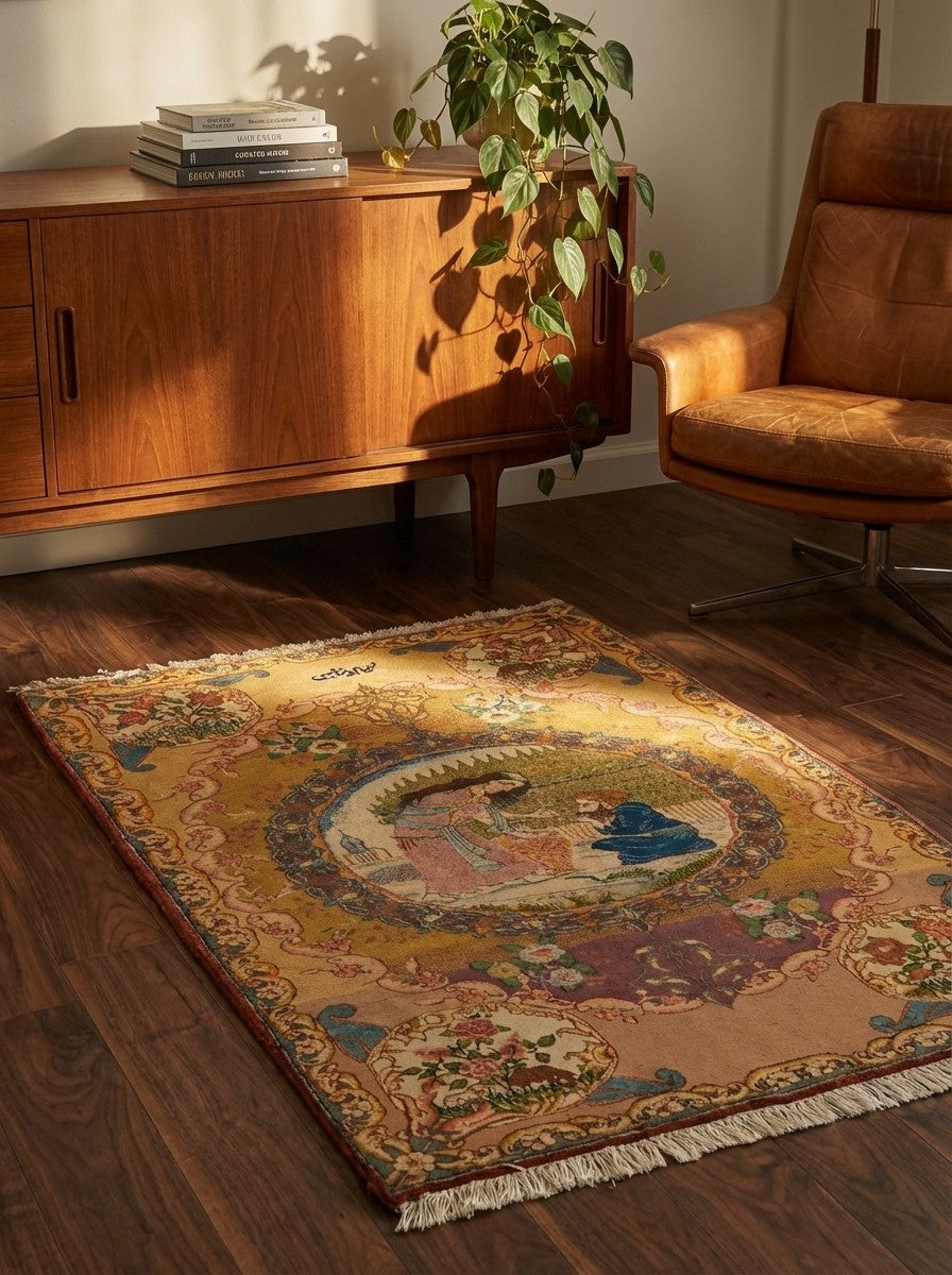 Tabriz Antique — Hand-knotted, 82x120 cm, Beige, 100% Virgin Wool | Back view