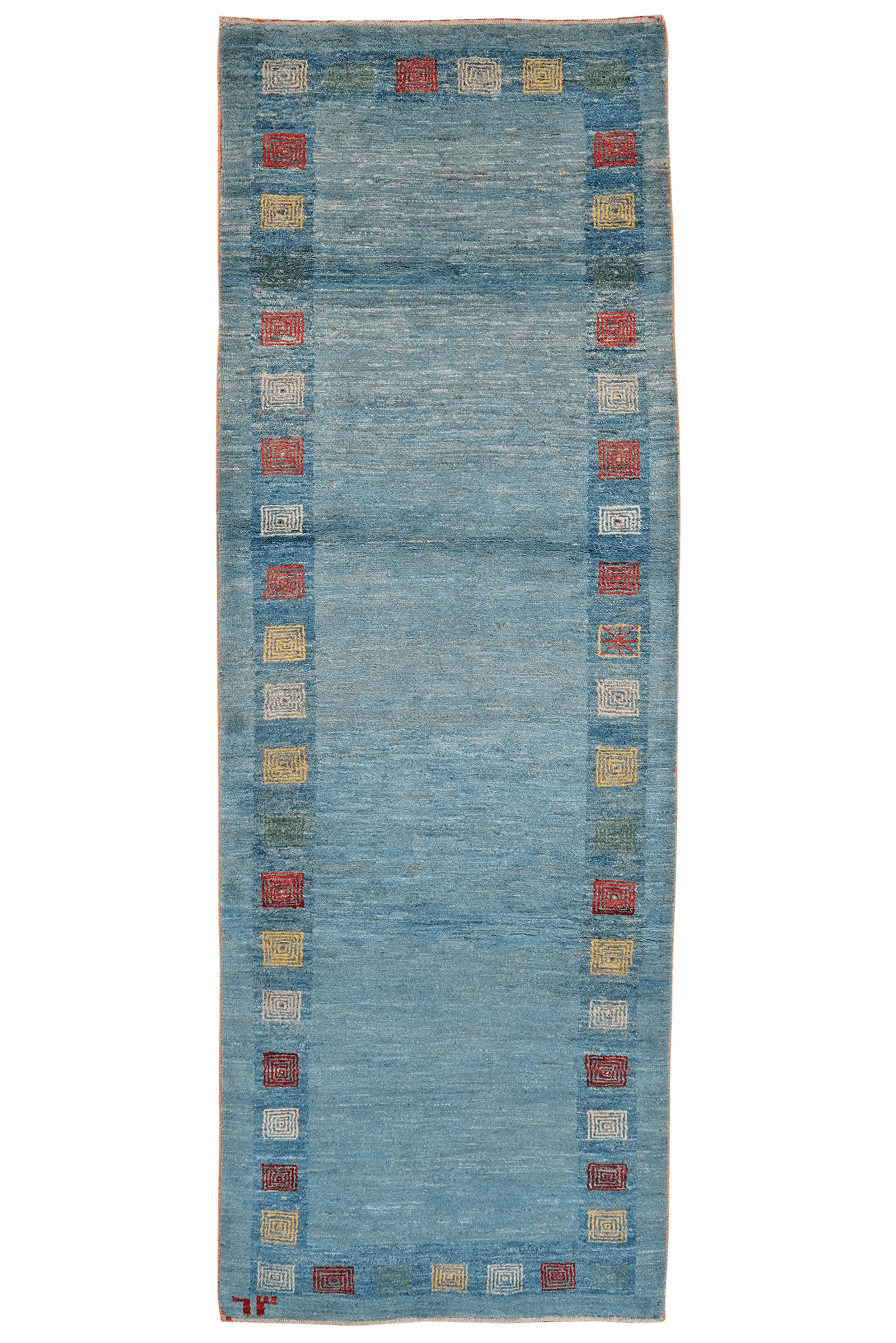 Rizbaf — Hand-knotted, 85x242 cm, Blue, 100% Virgin Wool | Main view