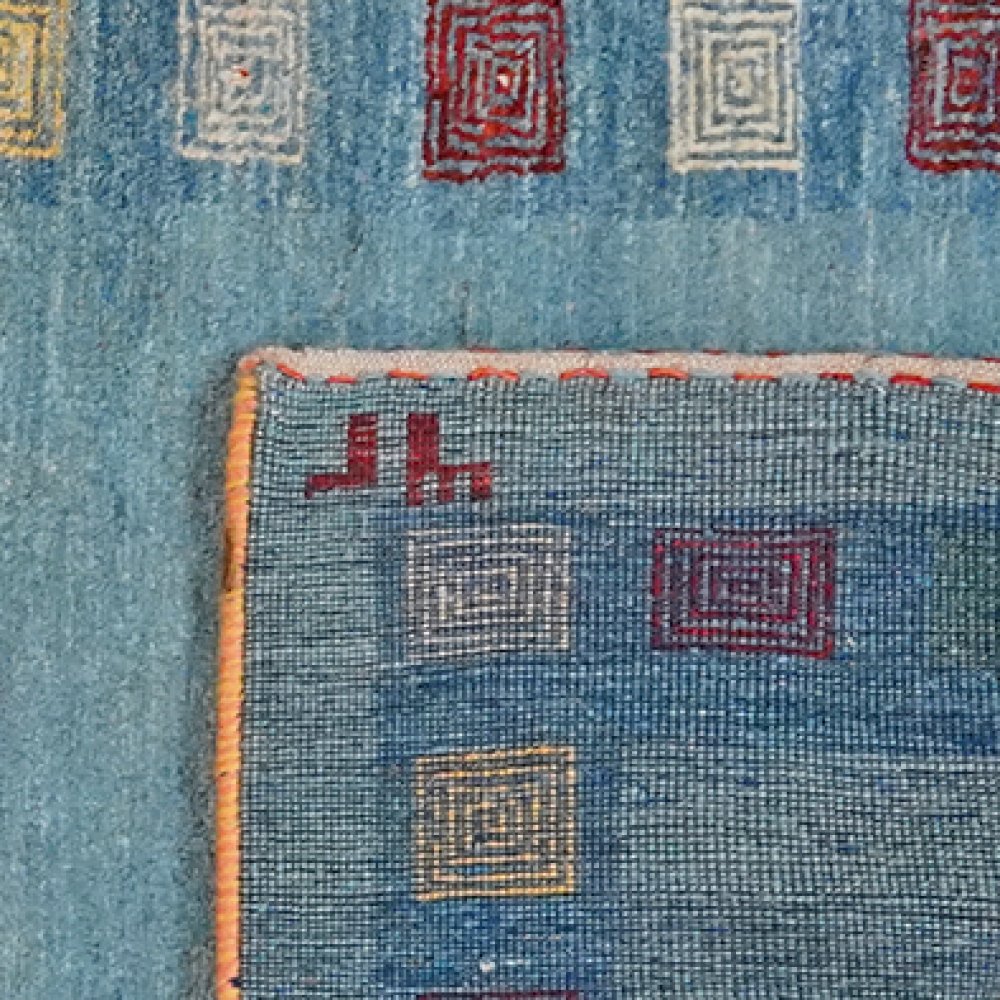 Rizbaf — Hand-knotted, 85x242 cm, Blue, 100% Virgin Wool | View 6