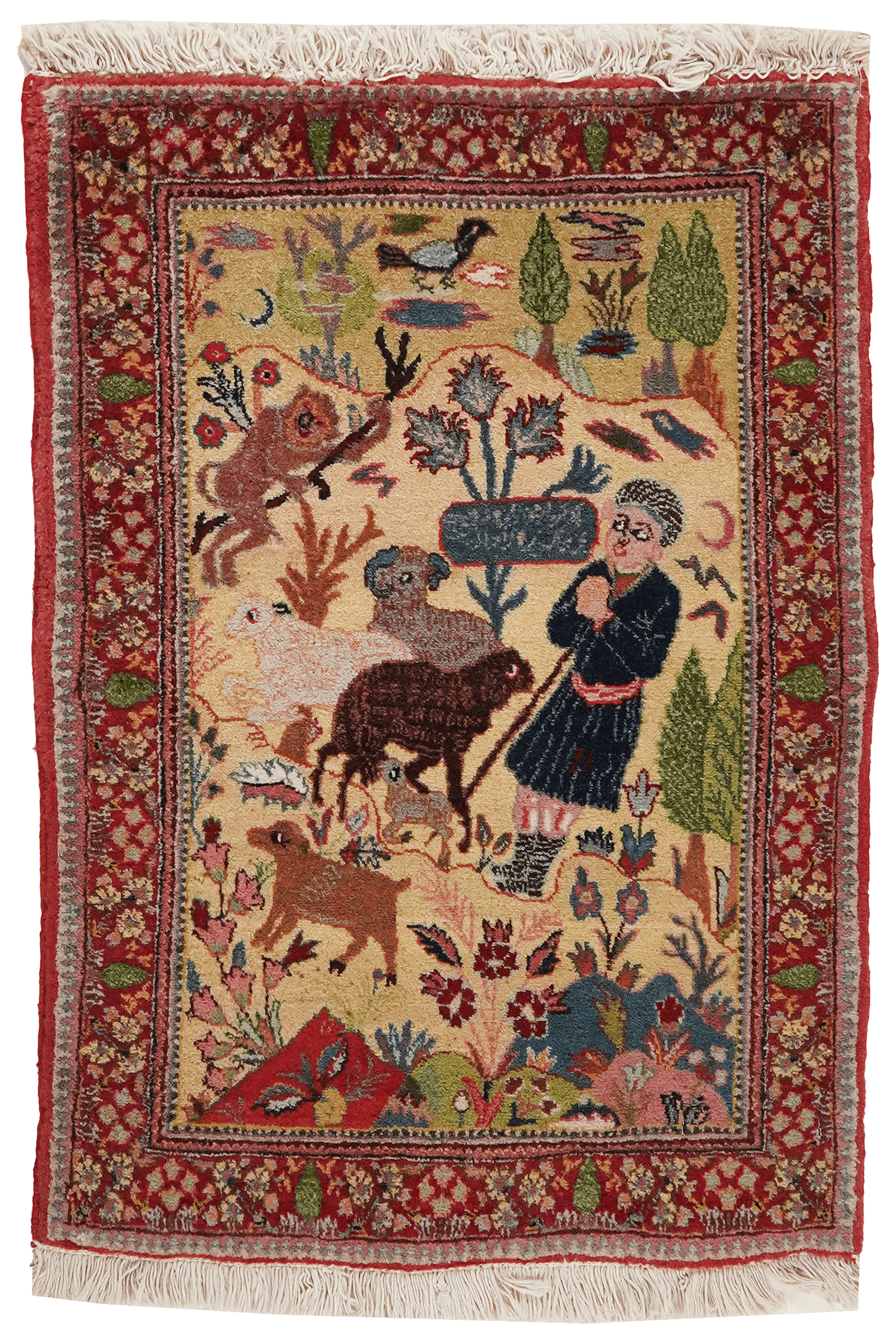 Tabriz Old — Hand-knotted, 55x76 cm, Beige, 100% Virgin Wool | Main view