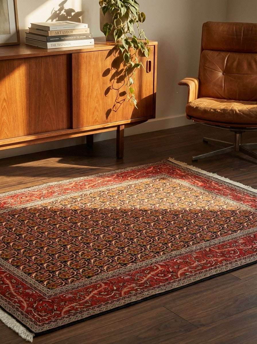 Tabriz 50 Raj — Hand-knotted, 103x147 cm, Blue, 100% Virgin Wool | Back view