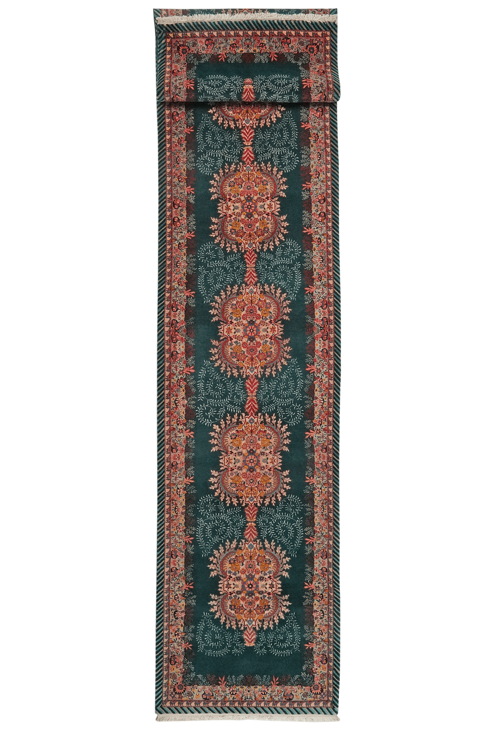 Tabriz Old — Hand-knotted, 94x461 cm, Green, 100% Virgin Wool | Main view