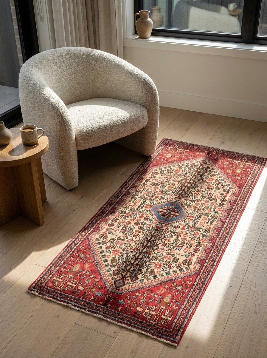 Abadeh — Handgefertigt, 151x68 cm, Bunt, 100% Virgin Wool | Detail view