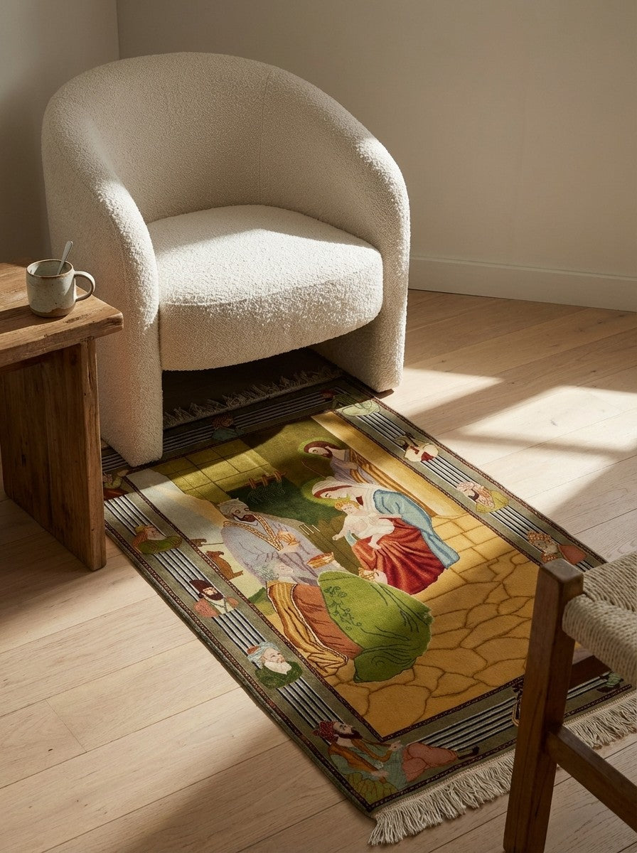 Tabriz Old — Hand-knotted, 95x144 cm, Beige, 100% Virgin Wool | Detail view
