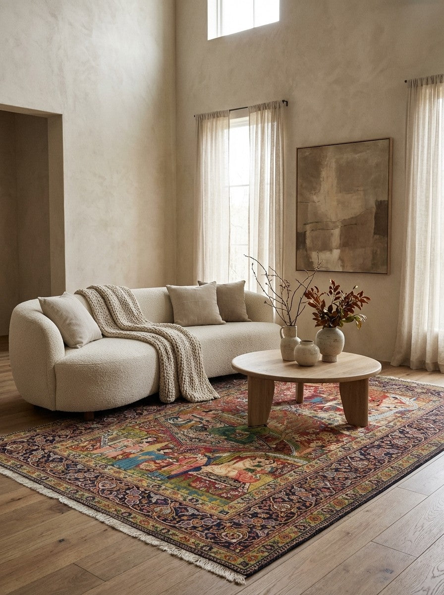 Tabriz Old — Hand-knotted, 140x205 cm, Red, 100% Virgin Wool | Detail view