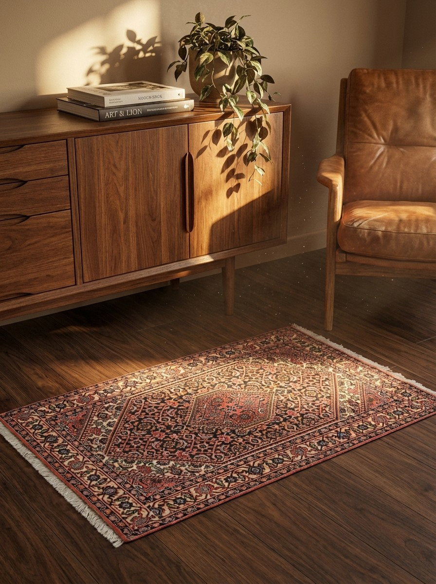 Bidjar Zandjan — Handgefertigt, 140x82 cm, Beige, 100% Virgin Wool | Back view