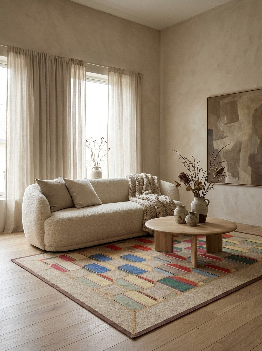 Kelim Tekkeh — Handmade, 160x237 cm, Beige, 100% Virgin Wool | Detail view