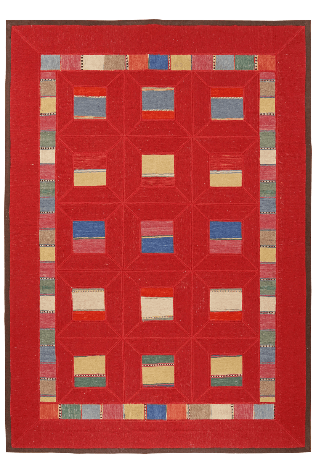 Kelim Tekkeh — Handmade, 180x258 cm, Red, 100% Virgin Wool | Main view