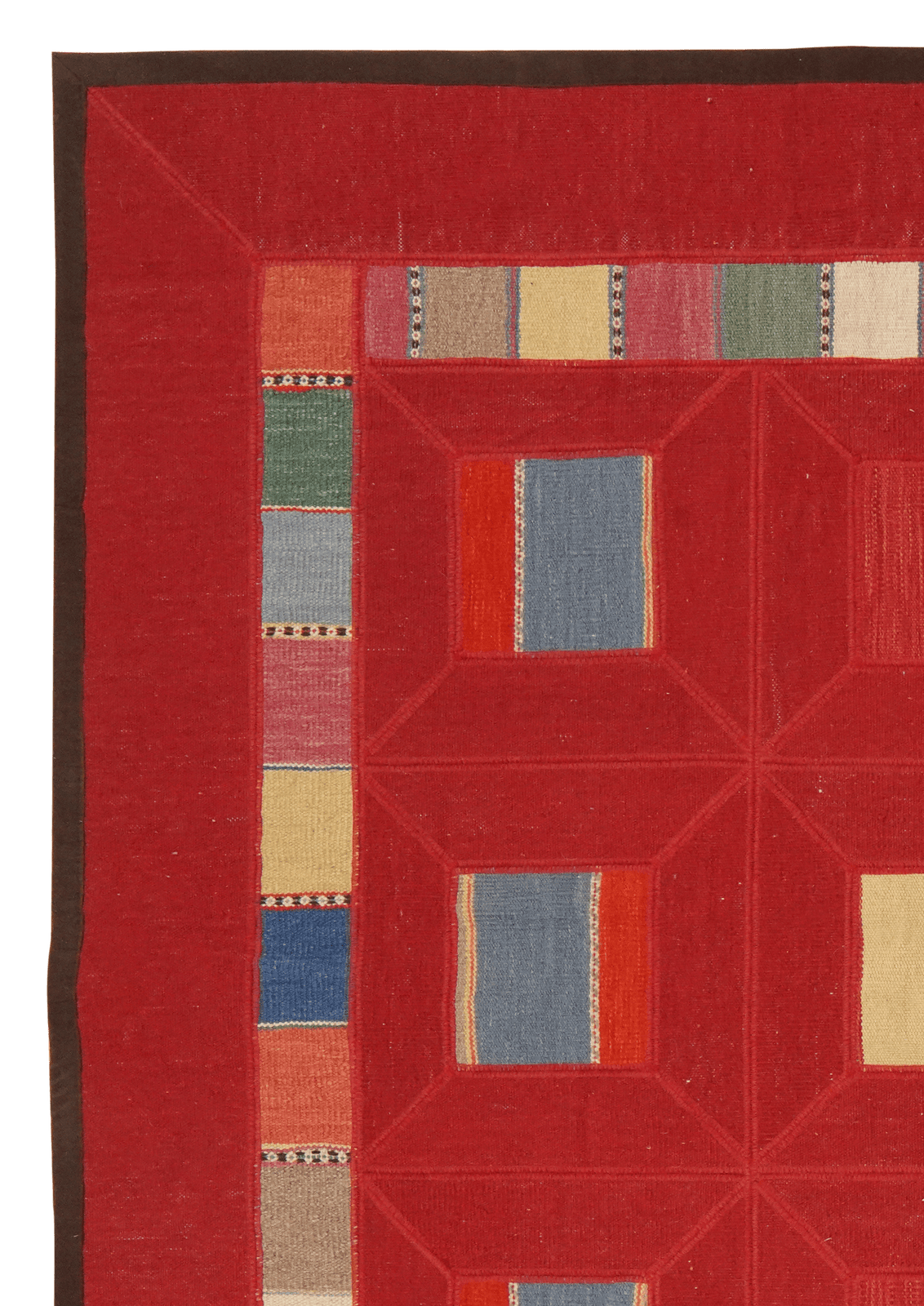 Kelim Tekkeh — Handmade, 180x258 cm, Red, 100% Virgin Wool | View 3