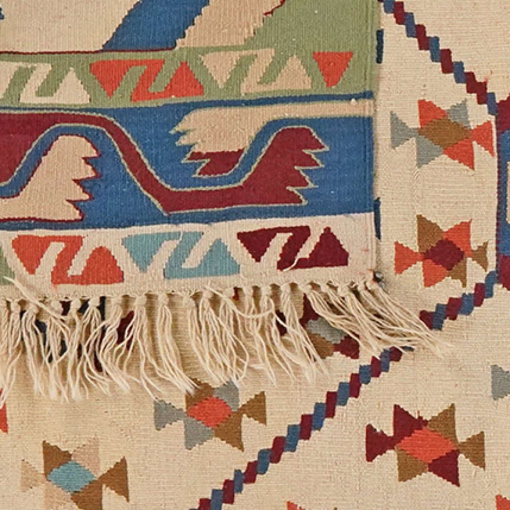Kelim — Handmade, 111x178 cm, Beige, 100% Virgin Wool | View 6