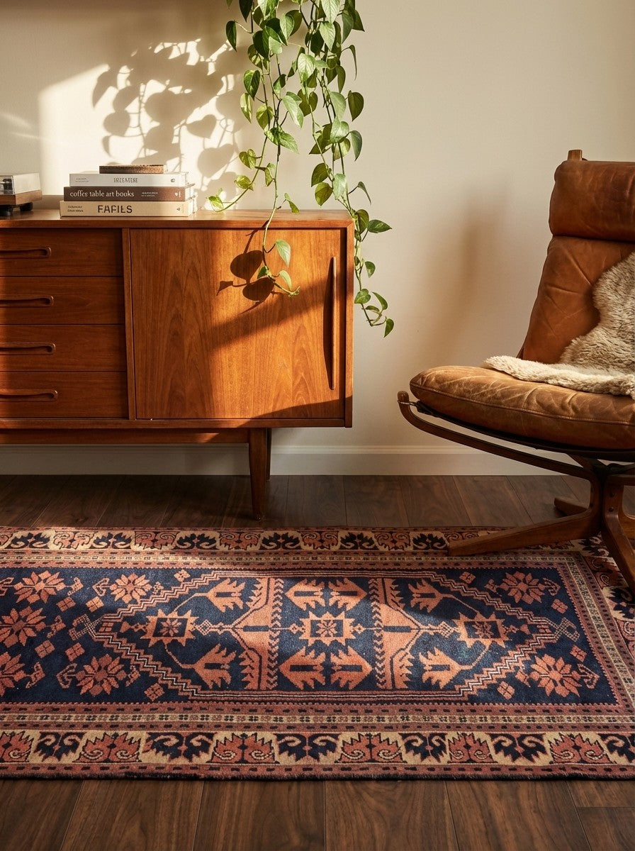 Yagdjibedir — Hand-knotted, 104x172 cm, Blue, 100% Virgin Wool | Back view