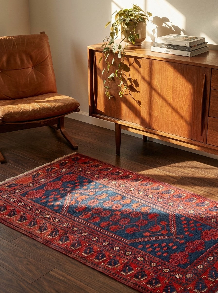 Yagdjibedir — Hand-knotted, 107x169 cm, Blue, 100% Virgin Wool | Back view