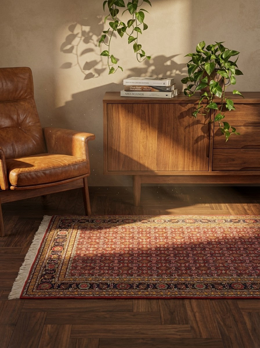 Tabriz Old — Hand-knotted, 110x150 cm, Red, 100% Virgin Wool | Back view