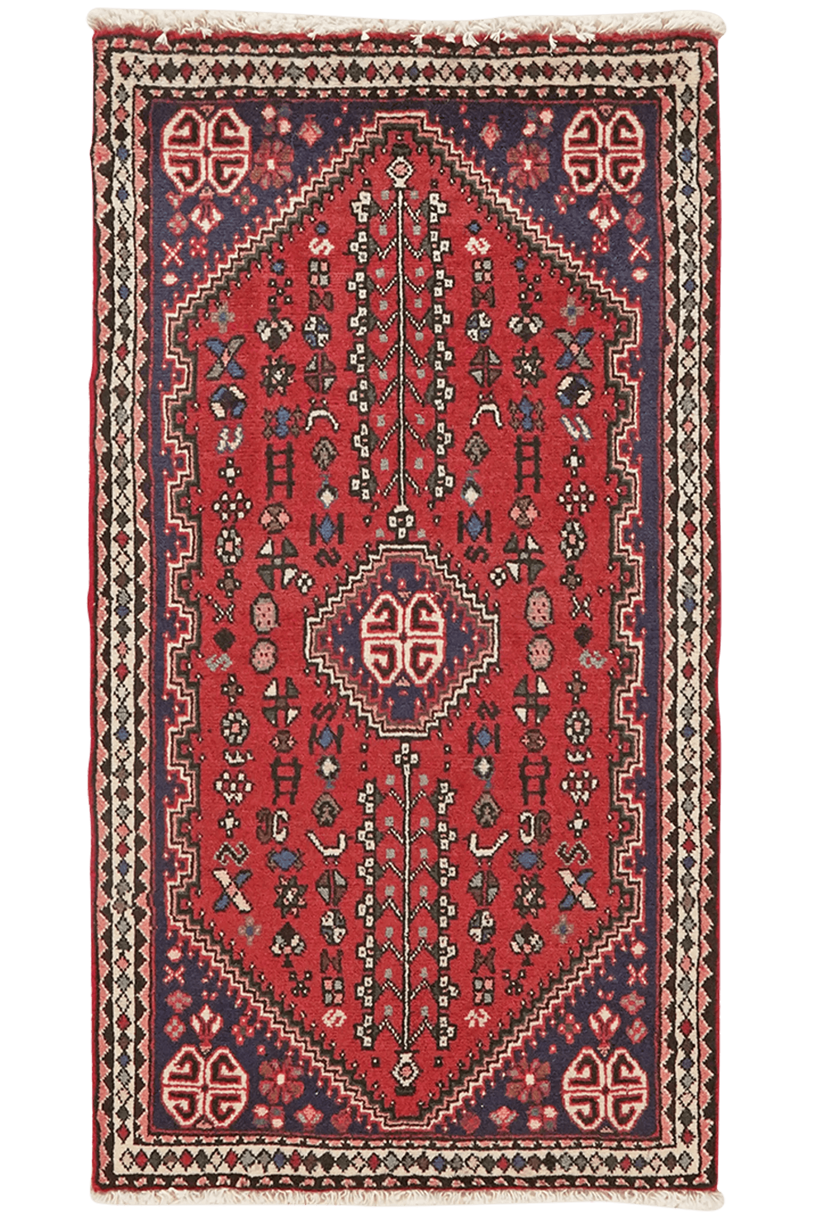 Abadeh — Hand-knotted, 58x107 cm, Red, 100% Virgin Wool | Main view