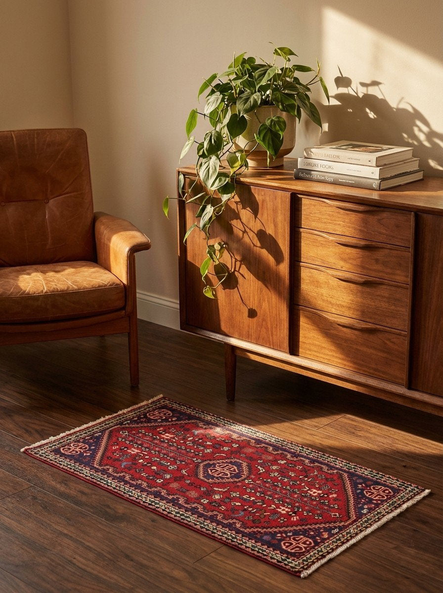 Abadeh — Handgefertigt, 110x56 cm, Beige, 100% Virgin Wool | Back view