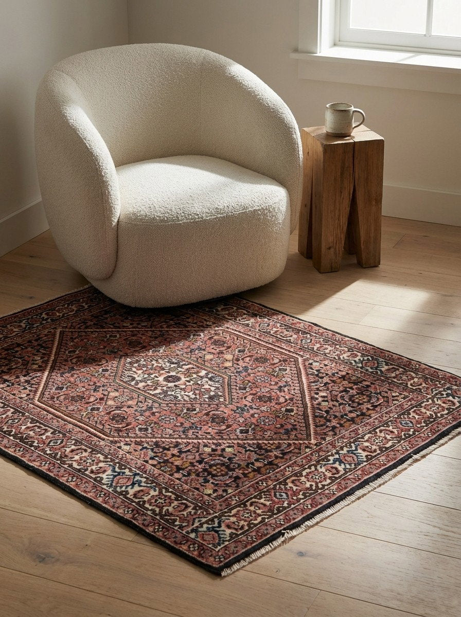 Bidjar Zandjan — Handgefertigt, 107x68 cm, Beige, 100% Virgin Wool | Detail view