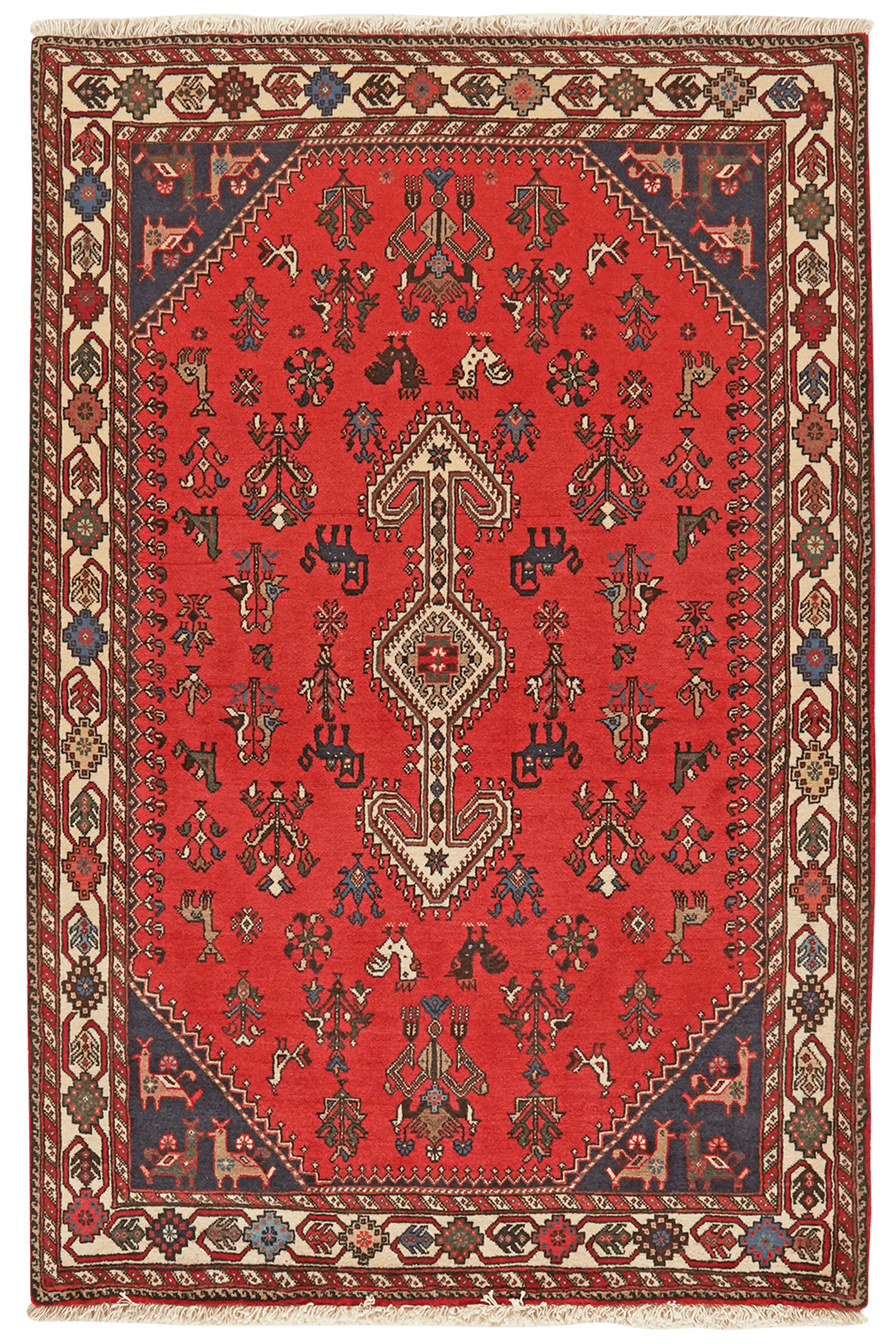 Nasrabad — Hand-knotted, 104x155 cm, Red, 100% Virgin Wool | Main view