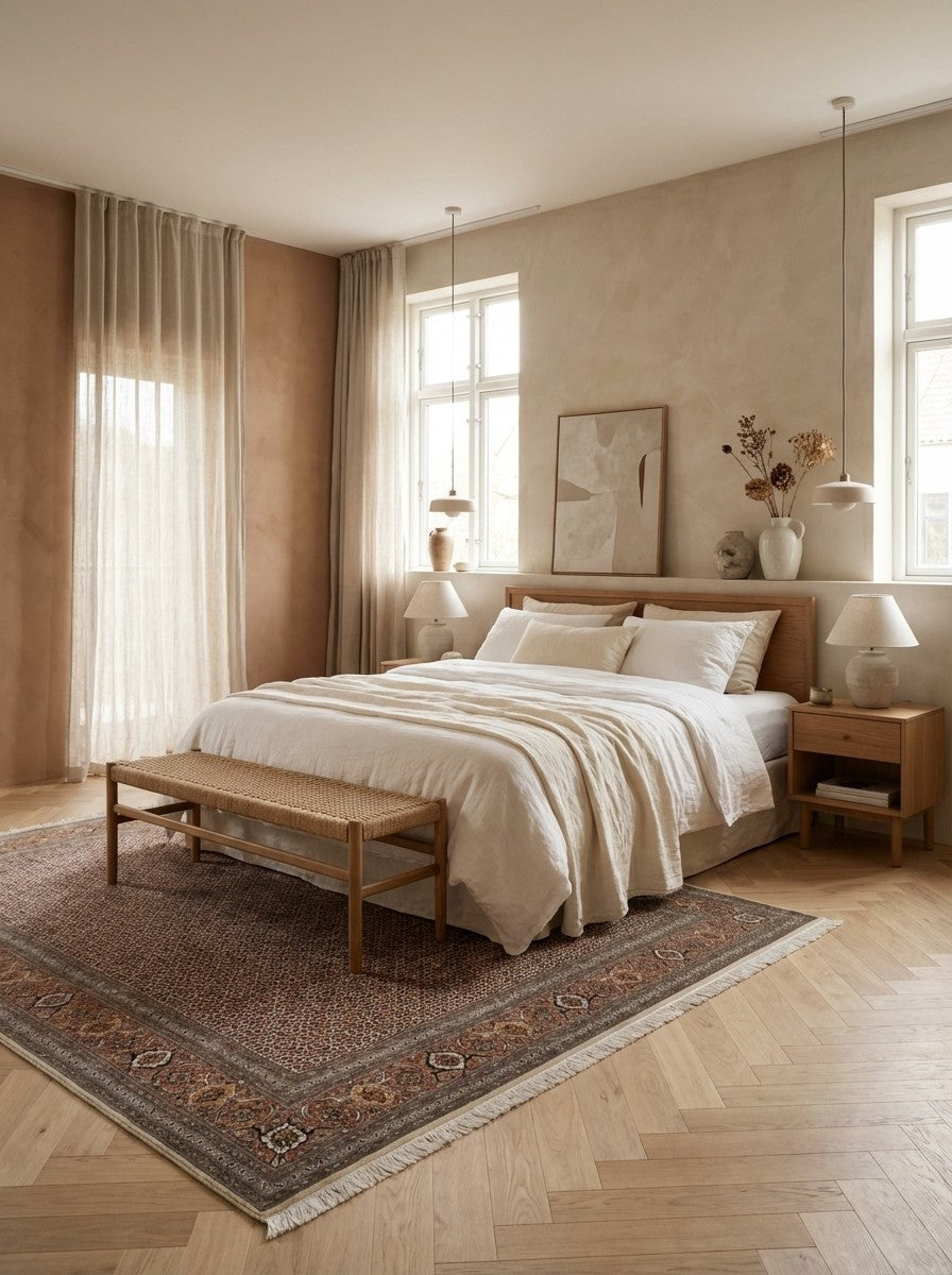 Tabriz 50 Raj — Hand-knotted, 206x297 cm, Beige, 100% Virgin Wool | Detail view