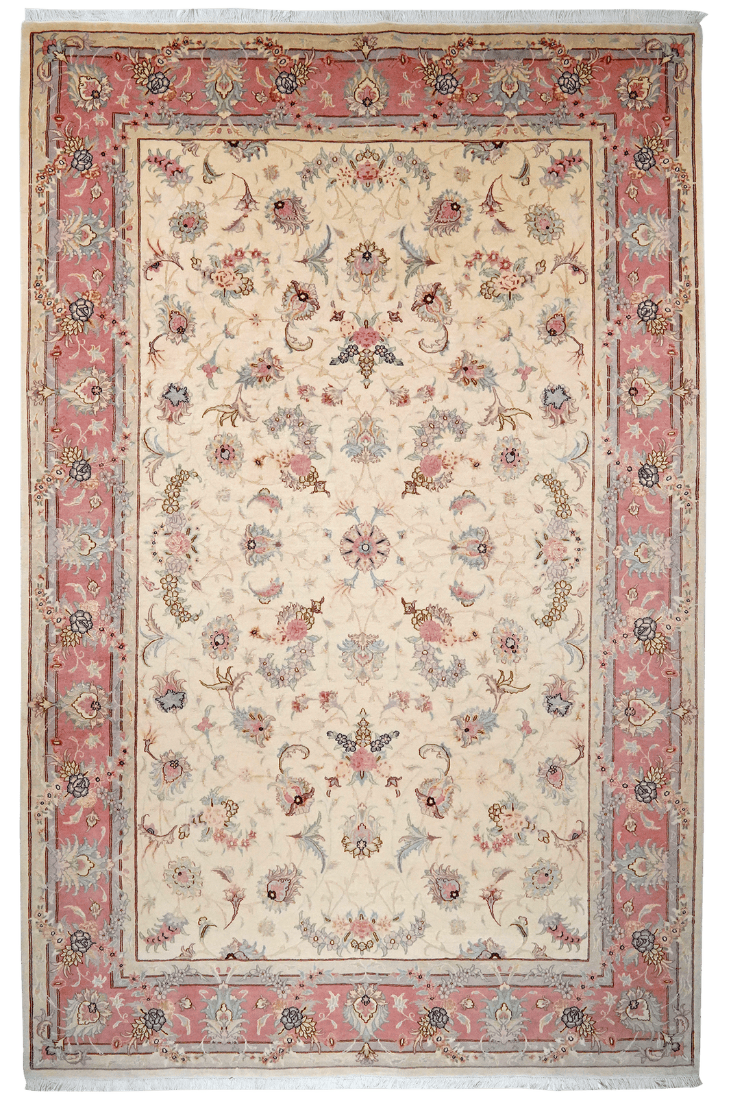Tabriz 50 Raj — Hand-knotted, 201x312 cm, Beige, 90% Schurwolle, 10% Seide | Main view