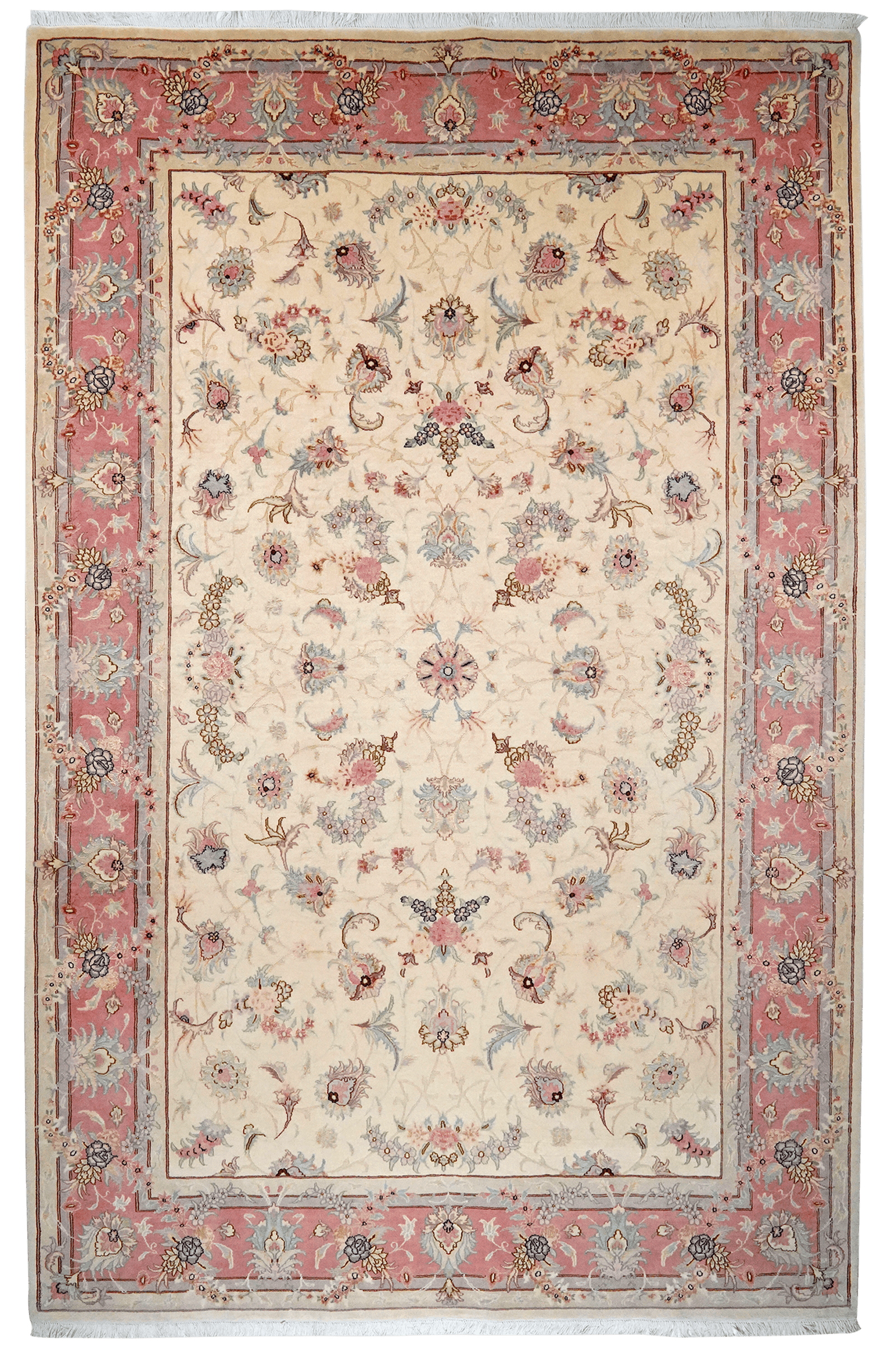 Tabriz 50 Raj — Hand-knotted, 201x312 cm, Beige, 90% Schurwolle, 10% Seide | Main view