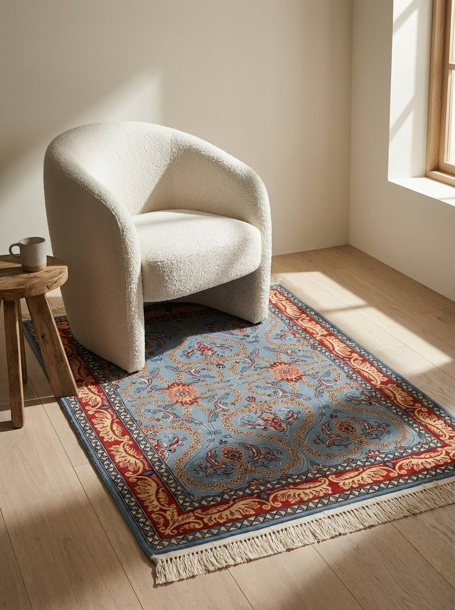 Isfahan — Hand-knotted, 80x117 cm, Blue, 100% Virgin Wool | Detail view