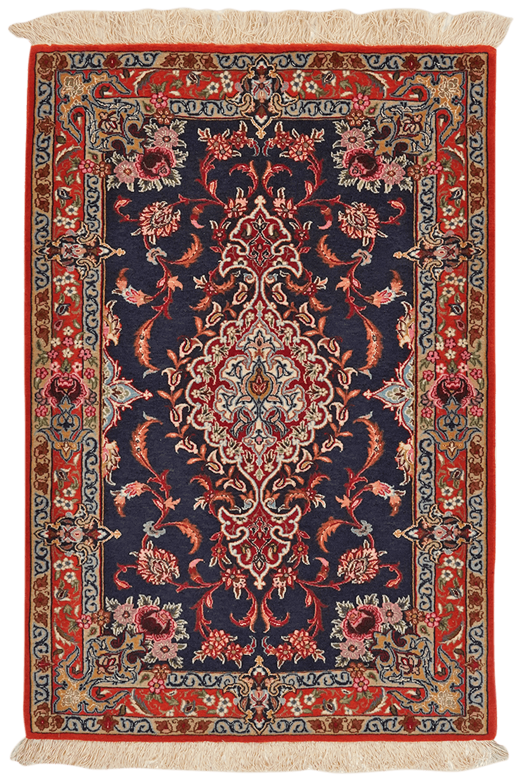 Isfahan — Hand-knotted, 77x113 cm, Blue, 90% Schurwolle, 10% Seide | Main view