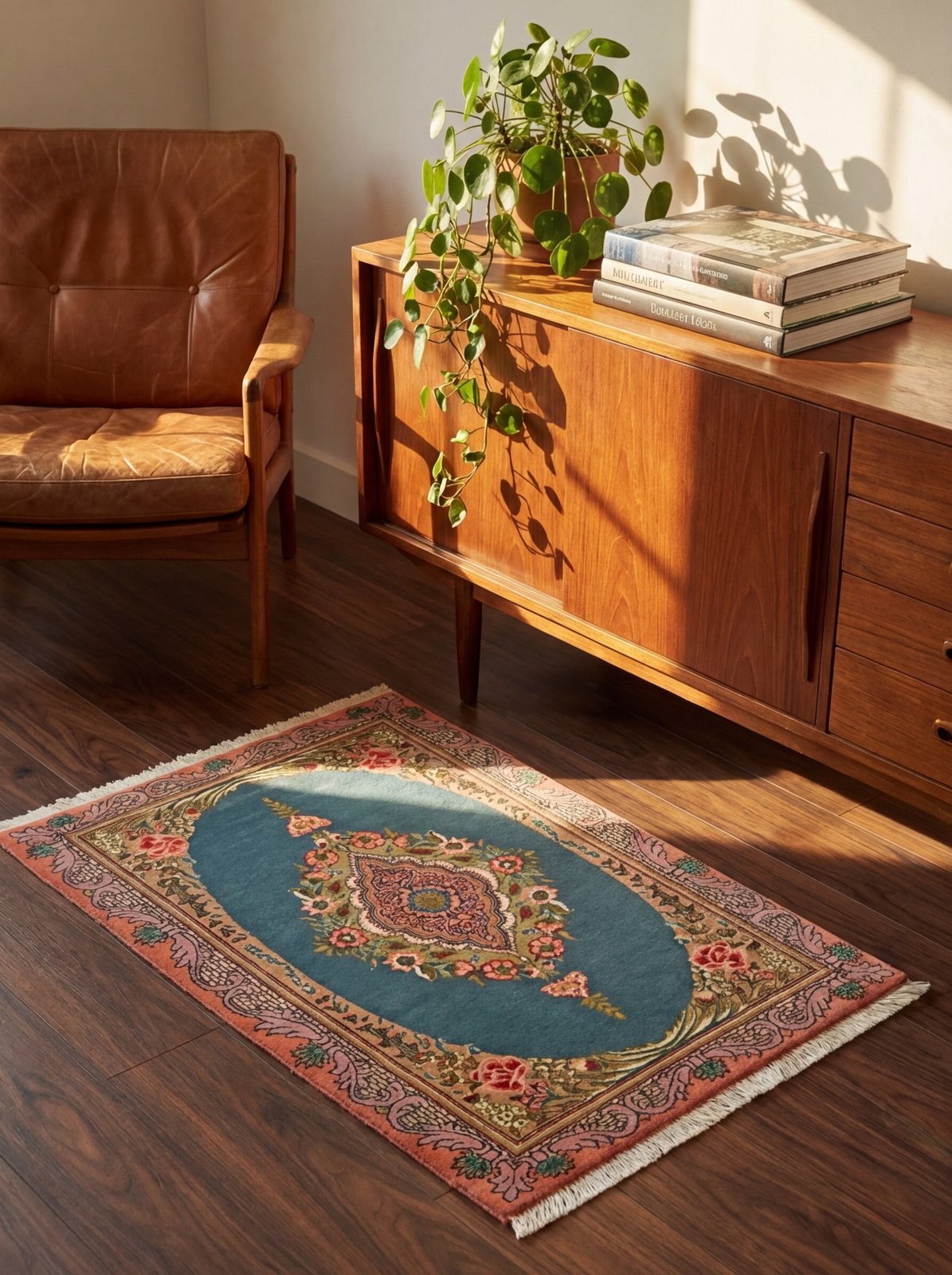 Tabriz 50 Raj — Hand-knotted, 60x93 cm, Green, 100% Virgin Wool | Back view