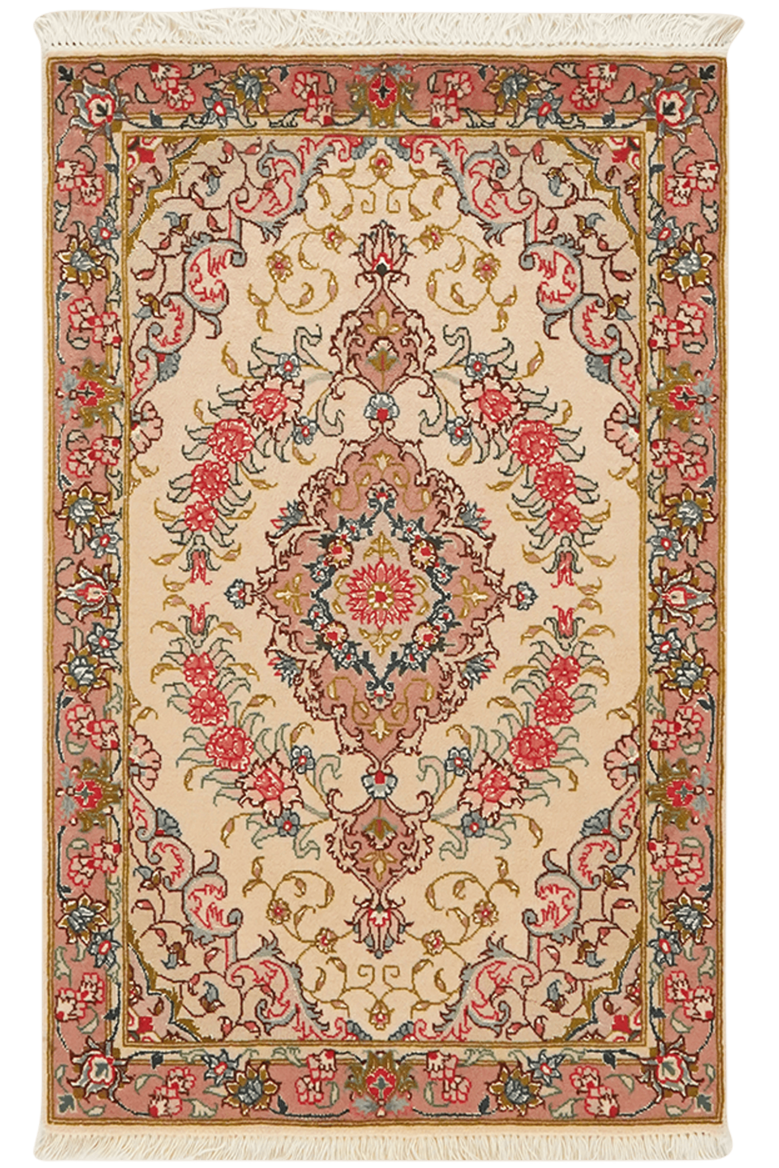 Tabriz 50 Raj — Hand-knotted, 59x93 cm, Beige, 100% Virgin Wool | Main view