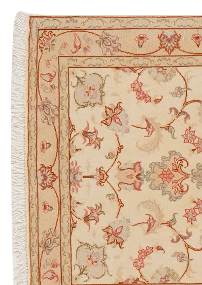 Tabriz 50 Raj — Hand-knotted, 72x110 cm, Beige, 95% Schurwolle, 5% Seide | View 3