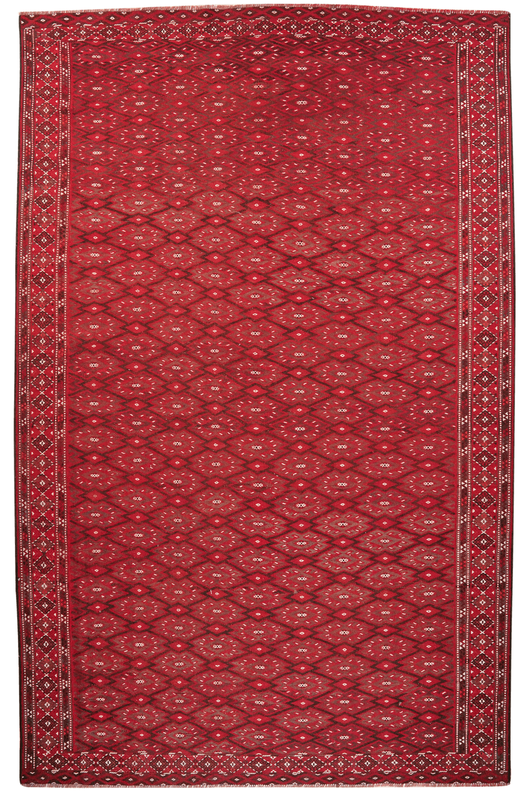 Kelim Turkman — Handmade, 228x351 cm, Red, 100% Virgin Wool | Main view
