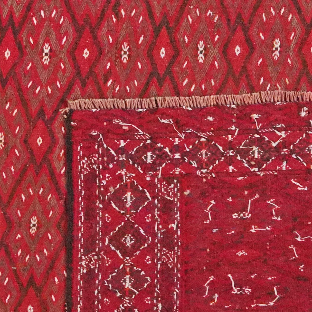 Kelim Turkman — Handmade, 228x351 cm, Red, 100% Virgin Wool | View 6