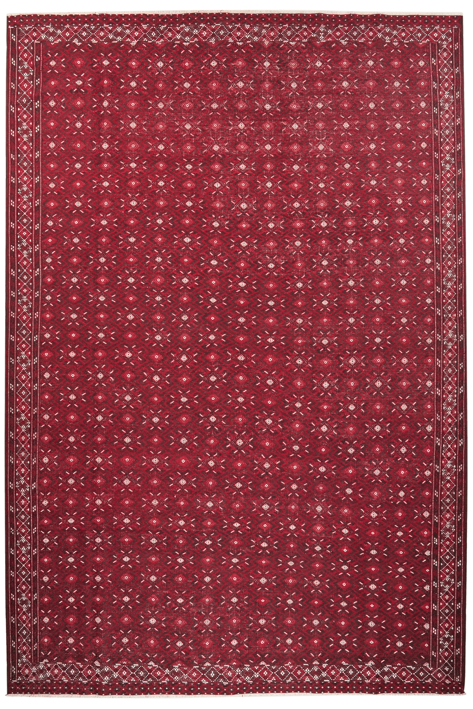 Kelim Turkman — Handmade, 246x366 cm, Red, 100% Virgin Wool | Main view
