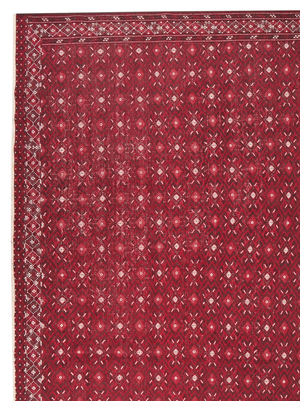 Kelim Turkman — Handmade, 246x366 cm, Red, 100% Virgin Wool | View 3