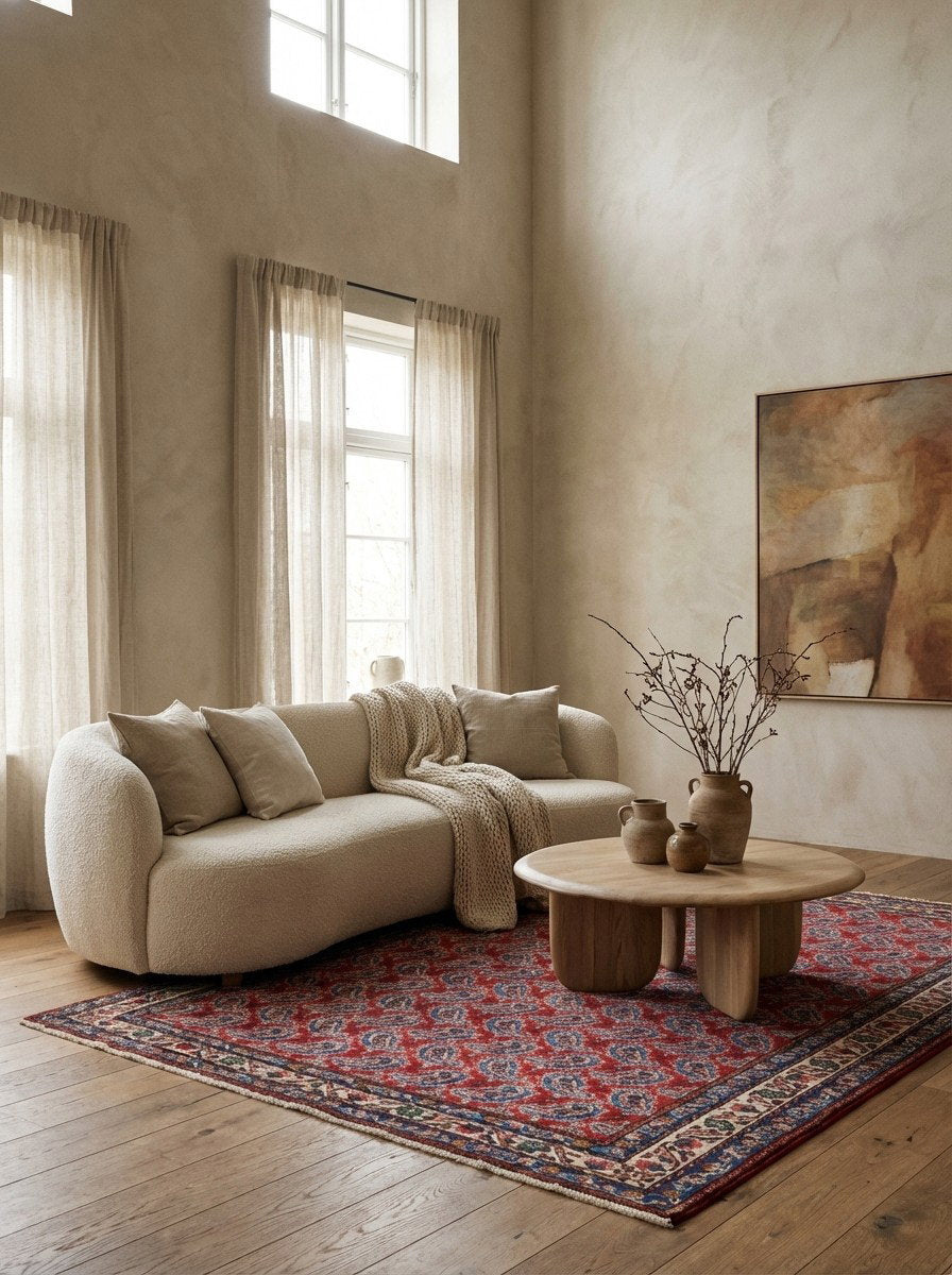 Abadeh — Handgefertigt, 211x156 cm, Beige, 100% Virgin Wool | Detail view