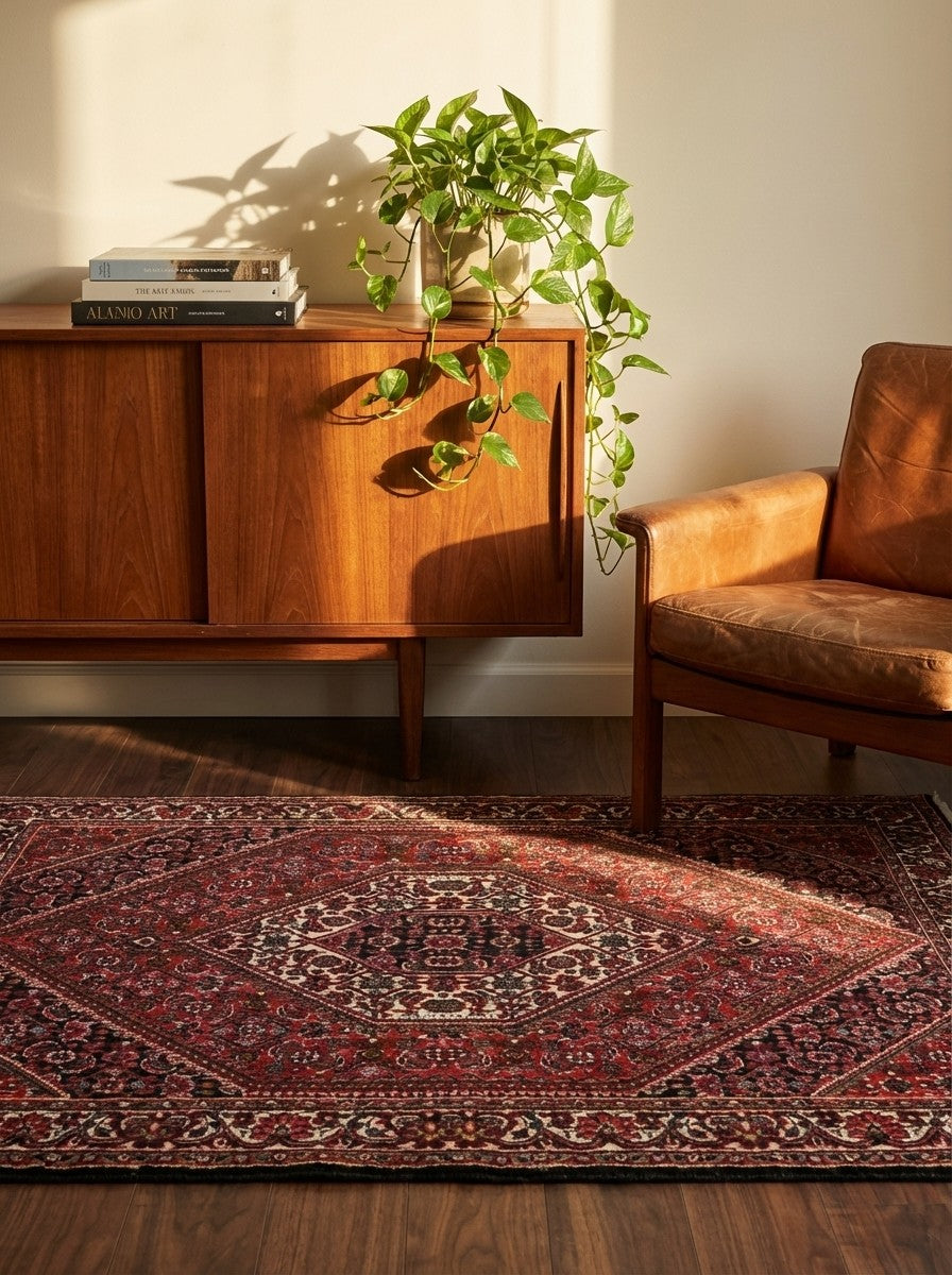 Bidjar Bookan — Hand-knotted, 76x112 cm, Red, 100% Virgin Wool | Back view