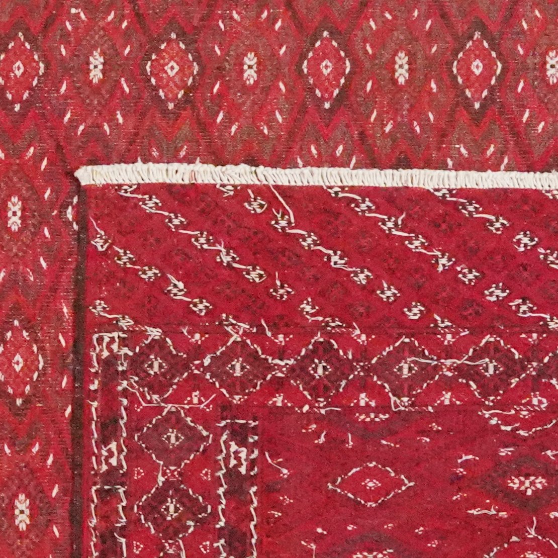 Kelim Turkman — Handmade, 232x360 cm, Red, 100% Virgin Wool | View 6