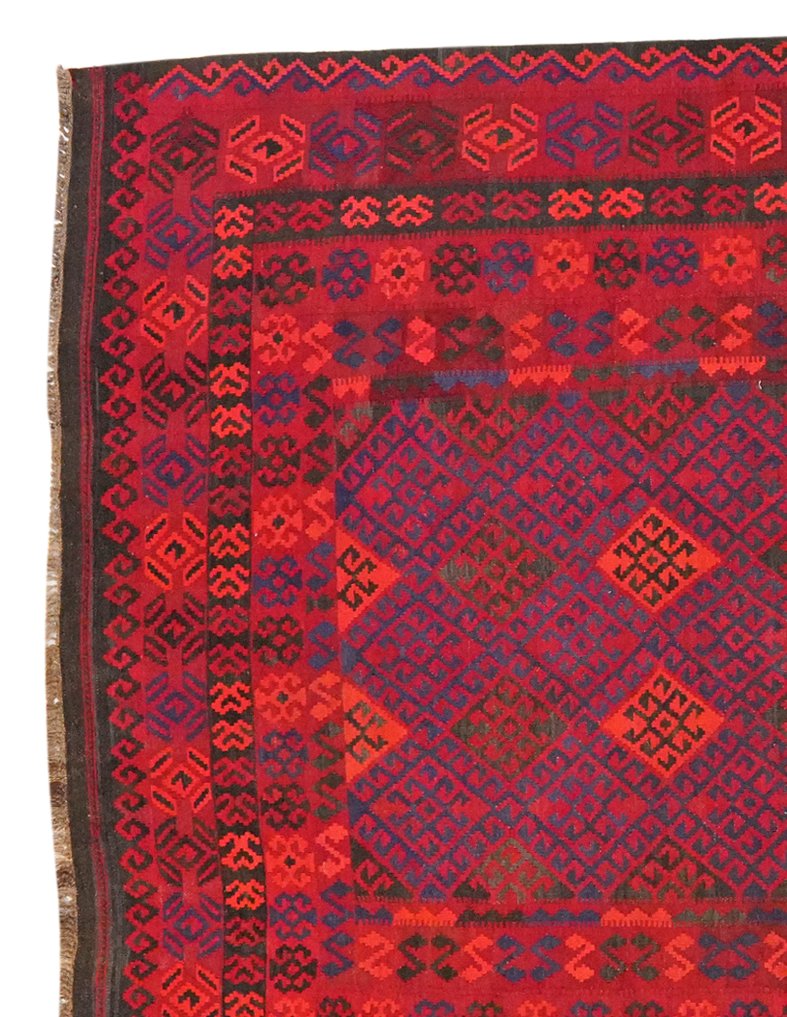 Kelim Gashgai Old — Handmade, 209x321 cm, Red, 100% Virgin Wool | View 3