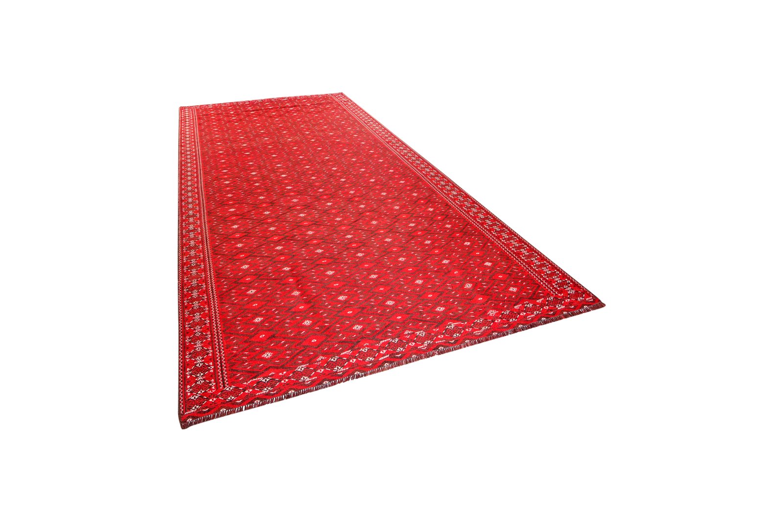 Kelim Turkman — Handmade, 212x366 cm, Red, 100% Virgin Wool | View 5