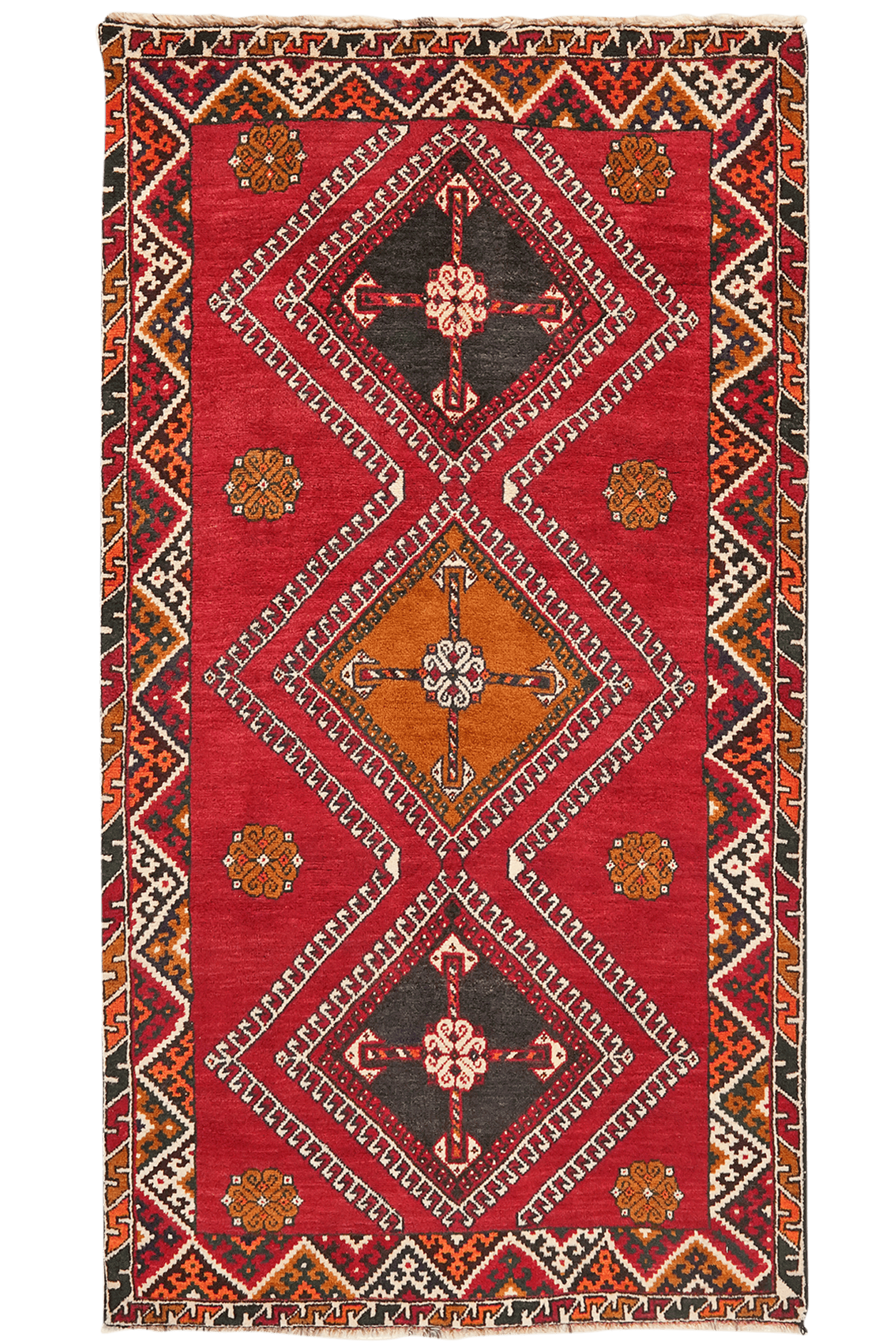 Gashgai — Hand-knotted, 105x195 cm, Red, 100% Virgin Wool | Main view