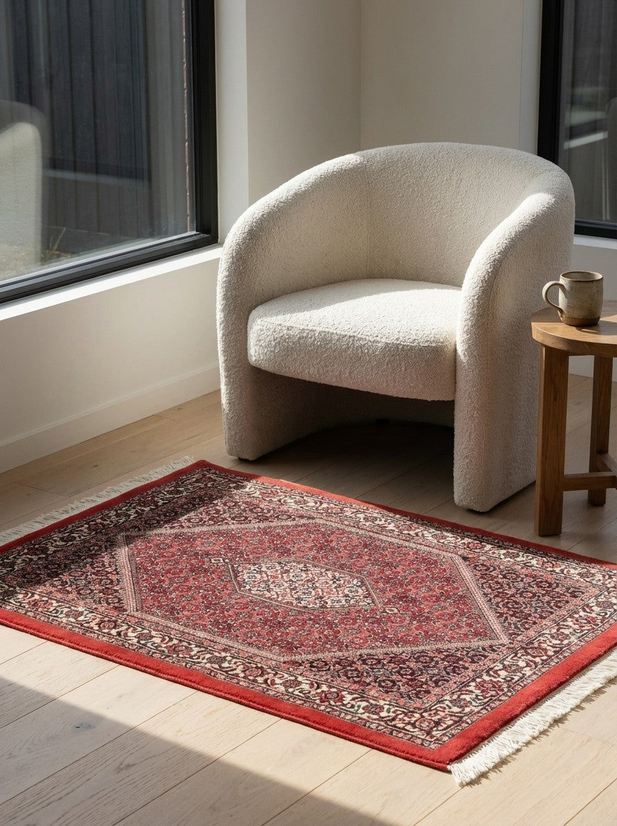 Bidjar Bookan — Hand-knotted, 78x112 cm, Red, 100% Virgin Wool | Detail view