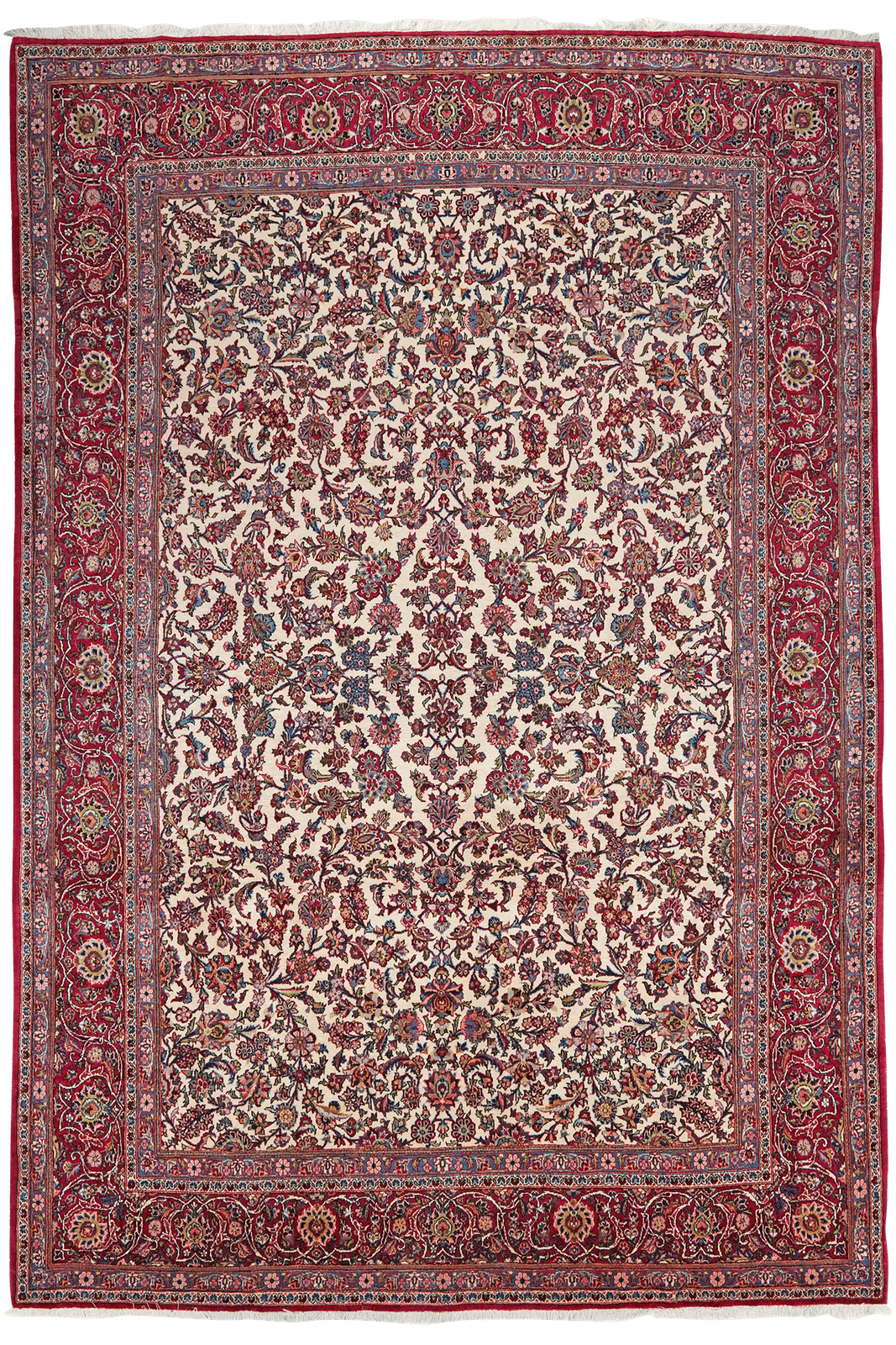 Kashan — Hand-knotted, 225x325 cm, Beige, 100% Virgin Wool | Main view