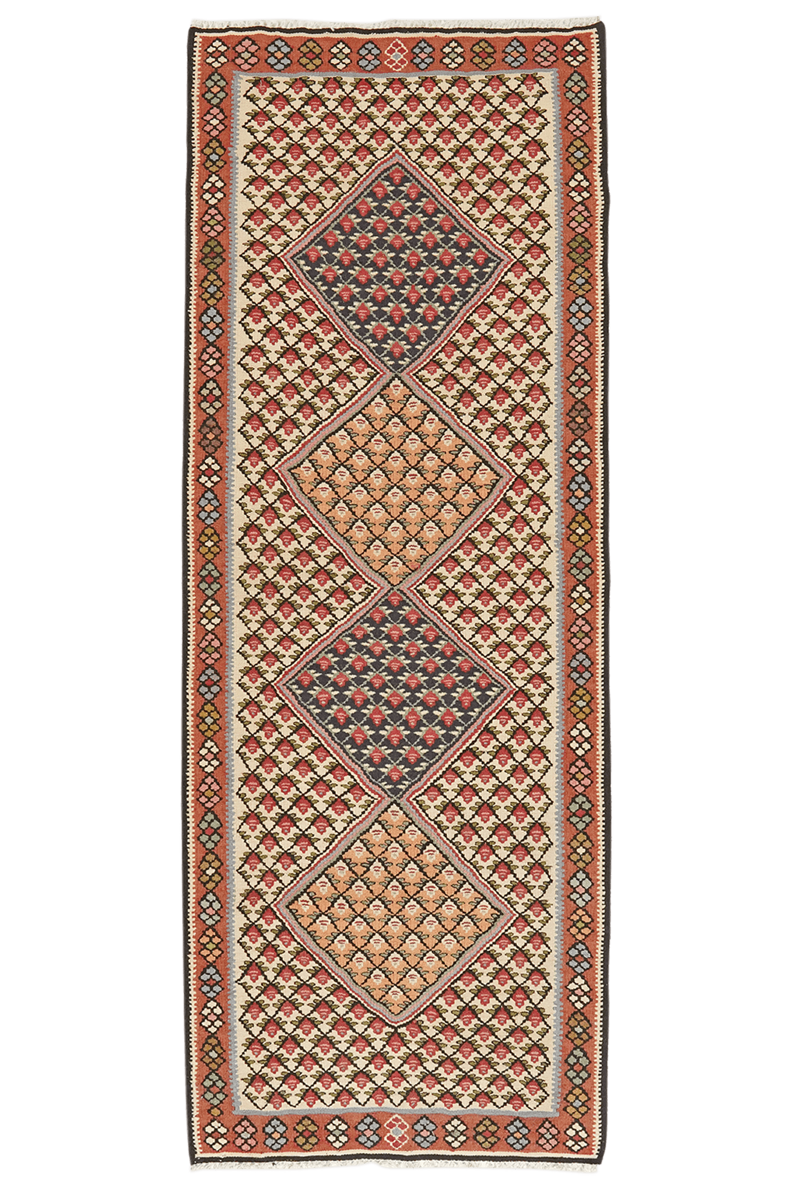 Kelim Senneh — Handmade, 73x200 cm, Beige, 100% Virgin Wool | Main view