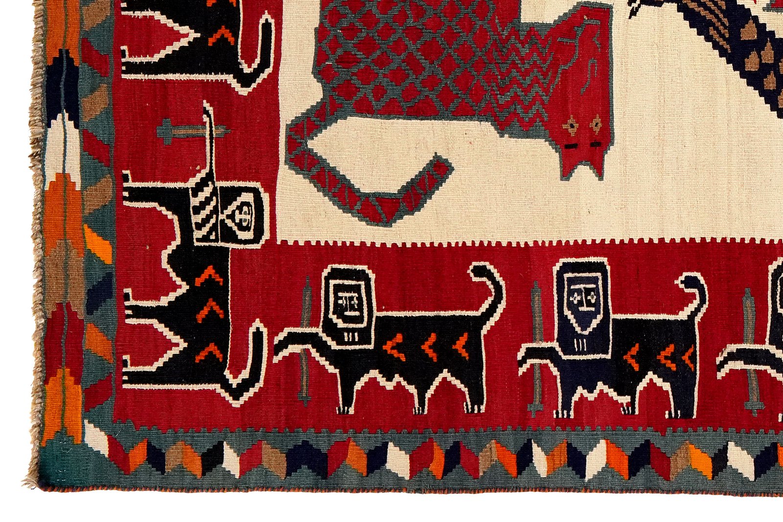 Kelim Gashgai Old — Handmade, 151x221 cm, Beige, 100% Virgin Wool | View 3