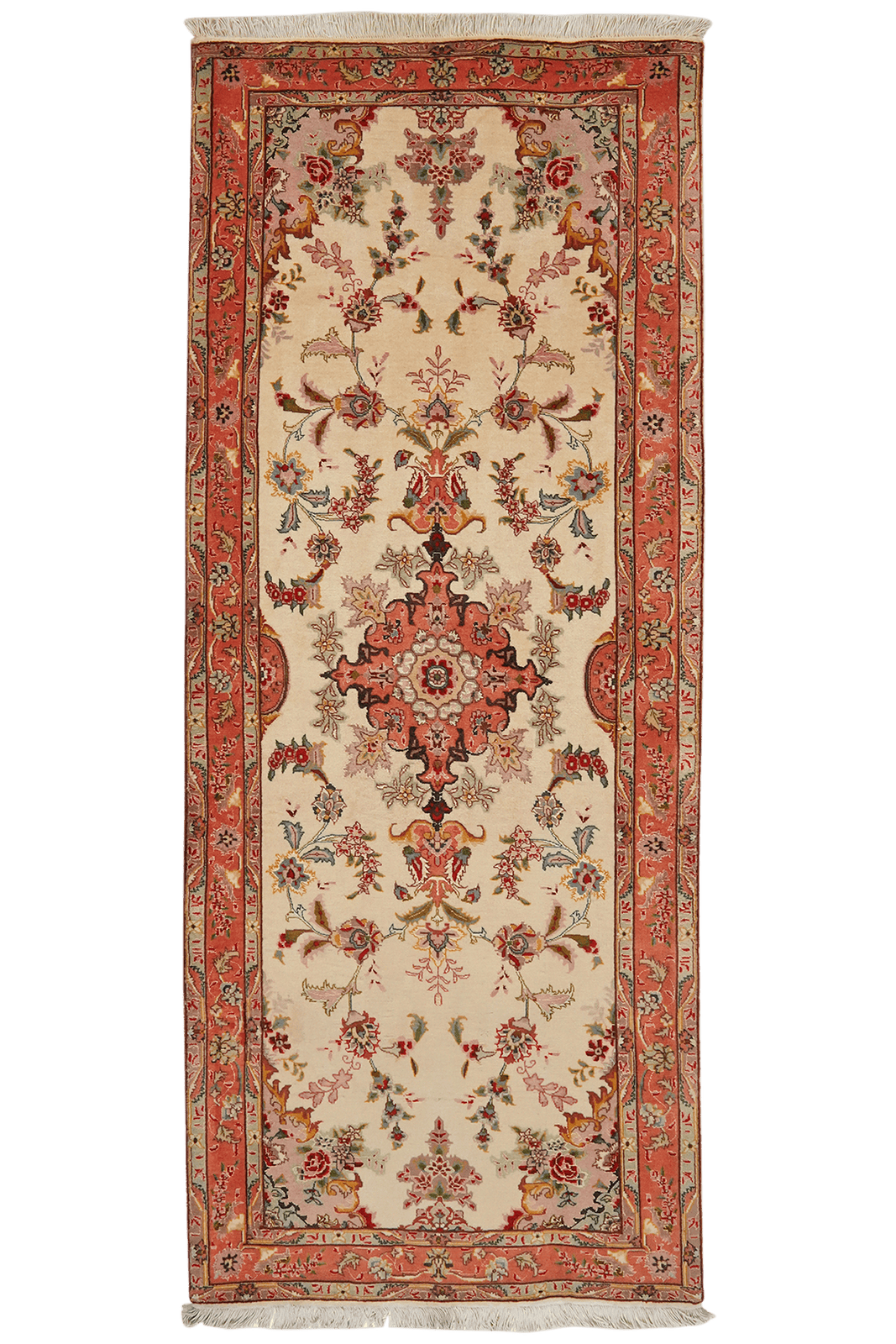 Tabriz 50 Raj — Hand-knotted, 82x206 cm, Beige, 100% Virgin Wool | Main view