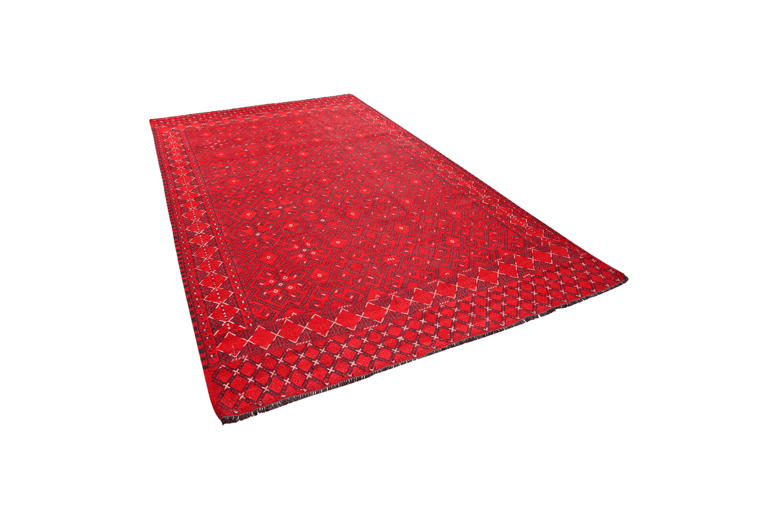 Kelim Turkman — Handmade, 207x330 cm, Red, 100% Virgin Wool | View 5
